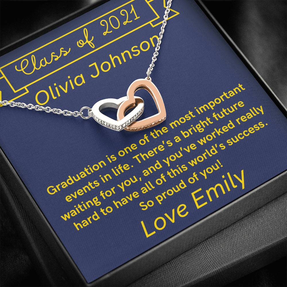 Class of 2021 Graduation two heart necklace