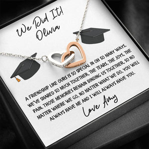 Personalised Graduation Friendship We Did it Heart Necklace