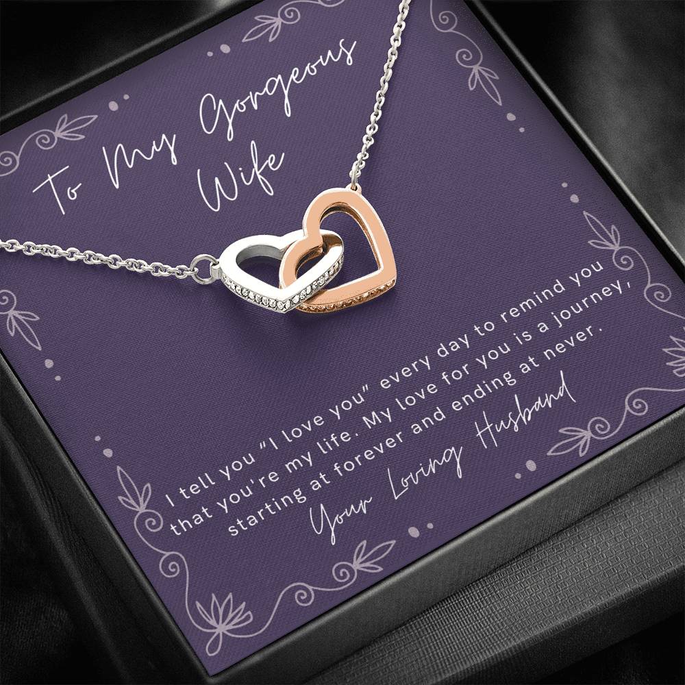 To My Gorgeous Wife Necklace Anniversary Gift For Wife, Necklace For Wife Birthday Gift For Wife Christmas Valentine, Sentimental Keepsake