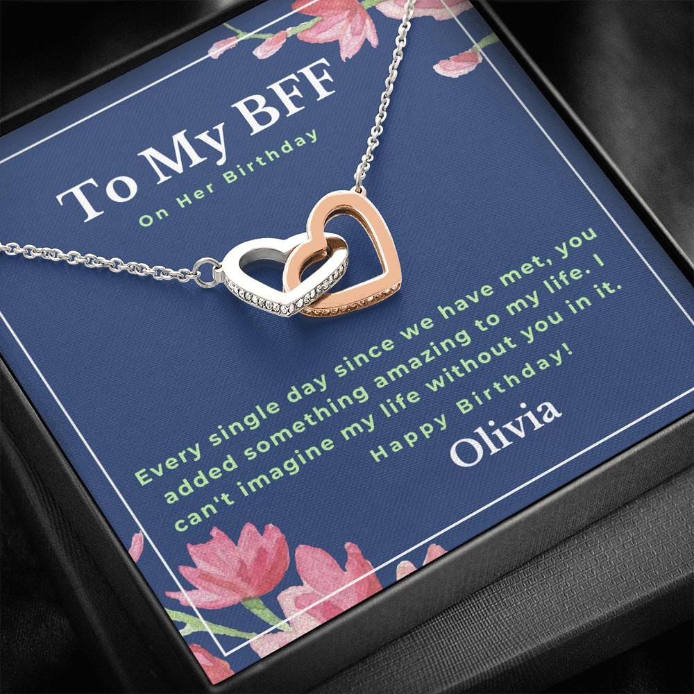To My BFF on her birthday interlocking heart necklace