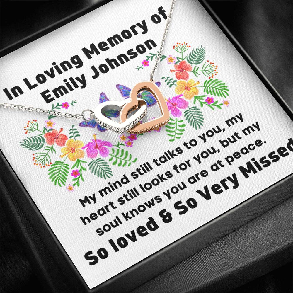 Personalised Bereavement Two Hearts Necklace