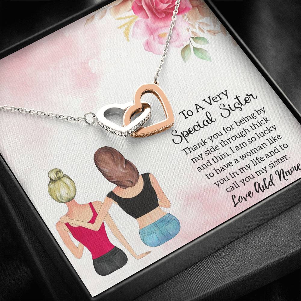 Personalised To A Very Special Sister Two Hearts Necklace