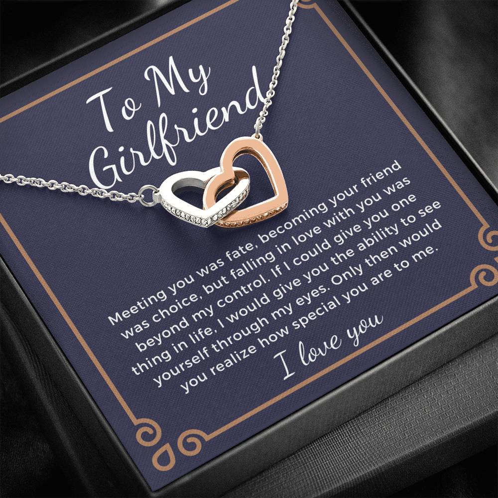 To My Girlfriend interlocking heart Necklace Jewelry
