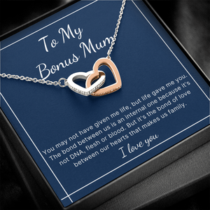 DNA did not make us family but love, Bonus Mum heart necklace gift