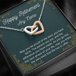 Personalized Happy Retirement interlocking heart necklace