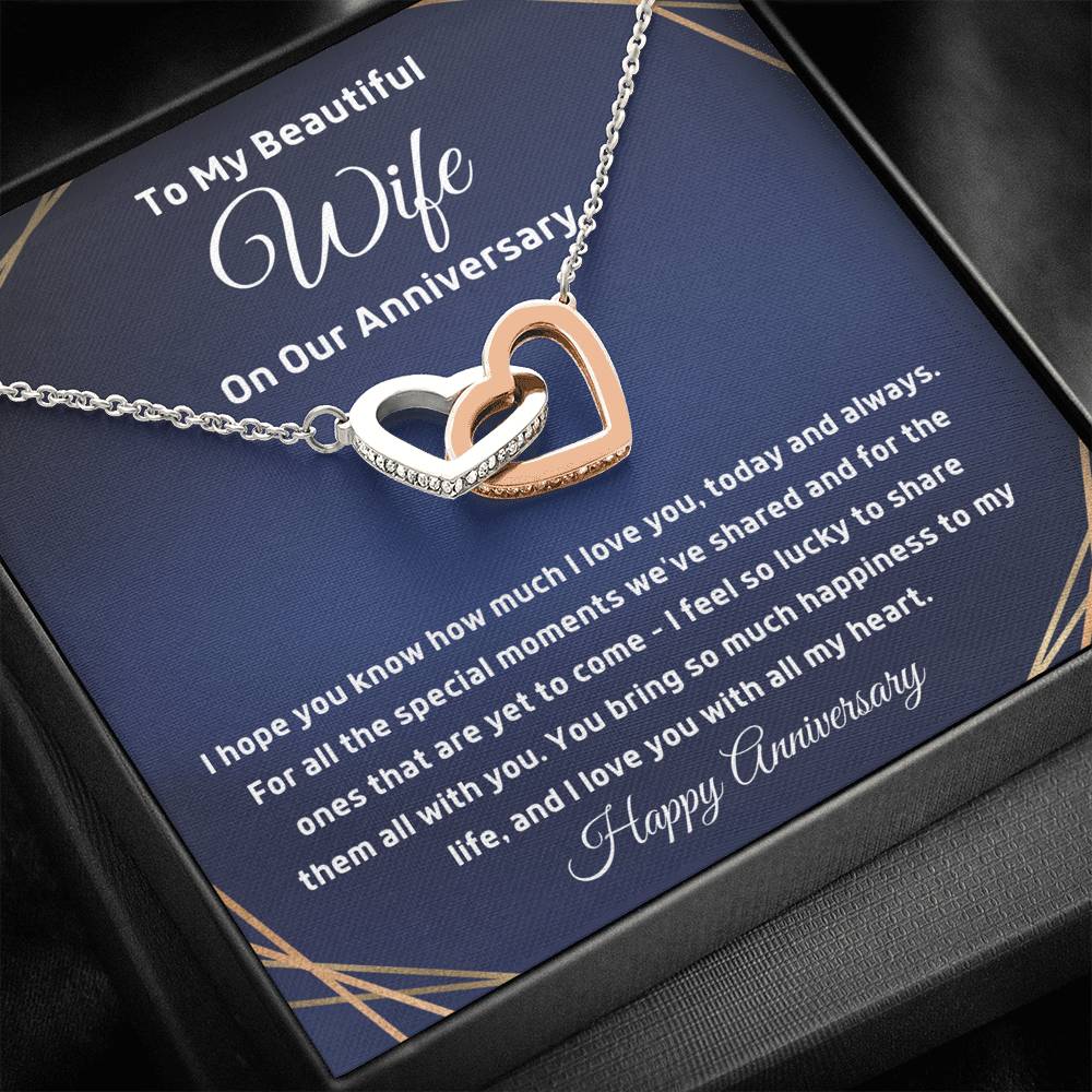 Anniversary Necklace for wife interlocking hearts necklace