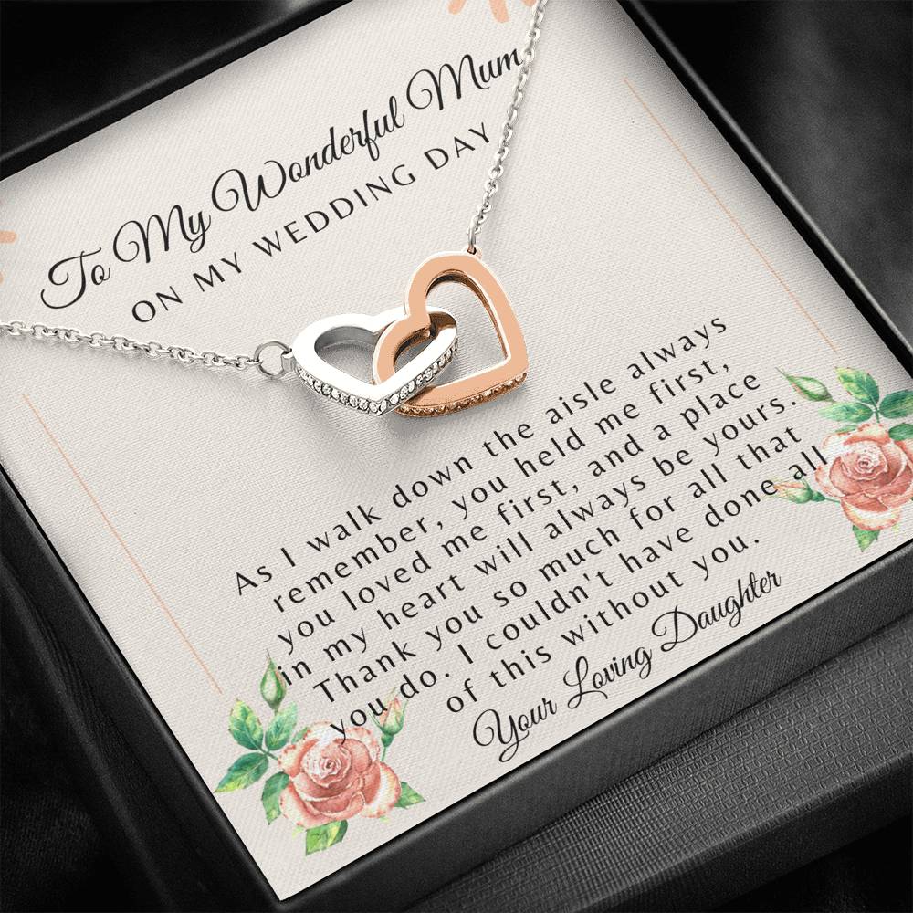 Mum on my wedding day interlocking heart necklace