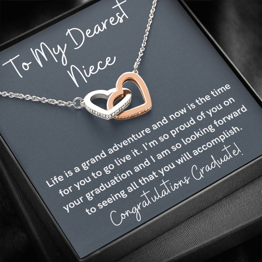 Graduation Necklace Two hearts for Niece