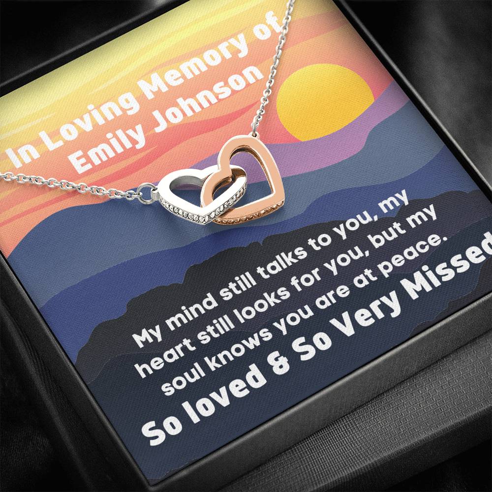 Personalised In loving Memory of, Sympathy Two Heart Necklace