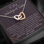 Personalised Unbiological Sister Two Hearts Necklace