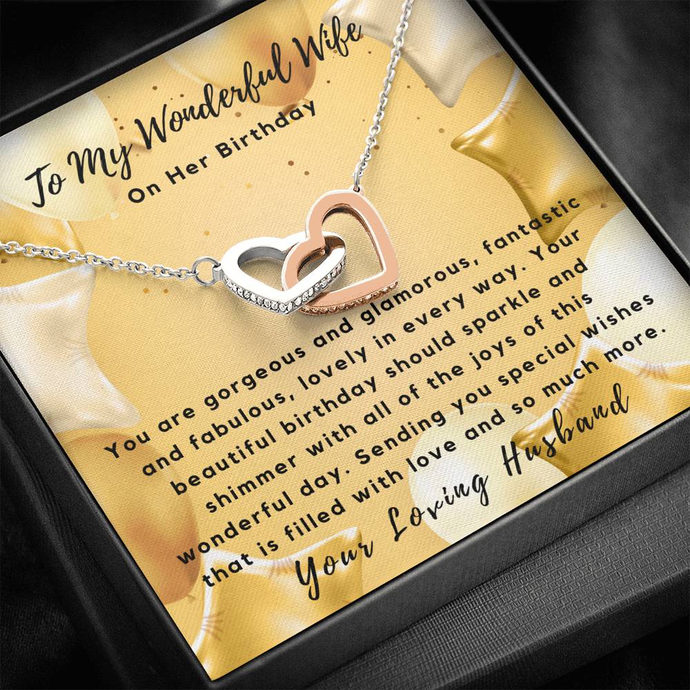 Birthday Necklace for Wife, Interlocking Heart Necklace
