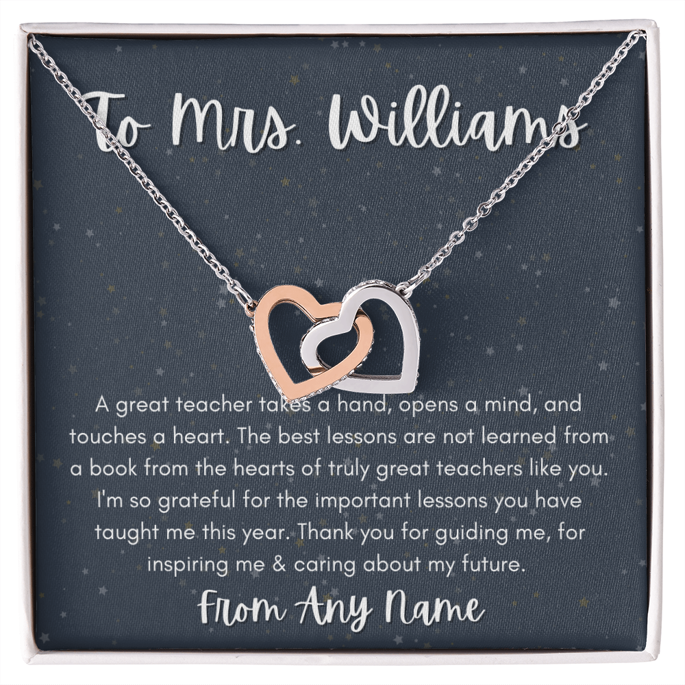 Personalized end of year gift for teacher heart necklace