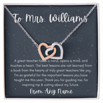 Personalized end of year gift for teacher heart necklace