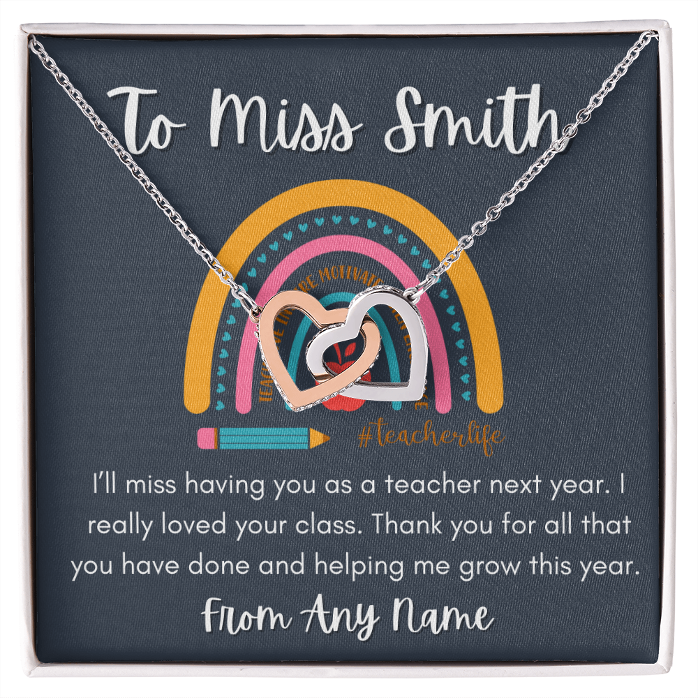 Personalized Teacher necklace end of year gift for teacher gift