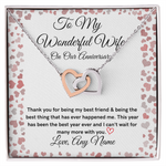 First Anniversary interlocking hearts necklace for Wife