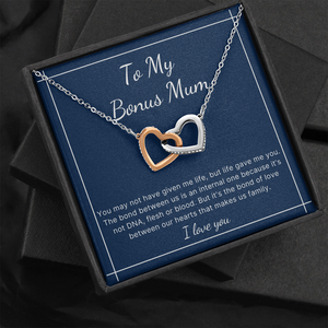 DNA did not make us family but love, Bonus Mum heart necklace gift
