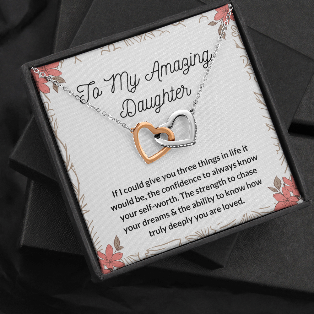 To My Amazing Daughter Christmas Birthday Mother daughter heart necklace gift