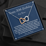 Happy 30th Birthday interlocking heart necklace gift for friend