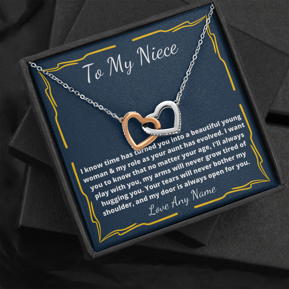 Niece birthday, moving away interlocking heart necklace gift
