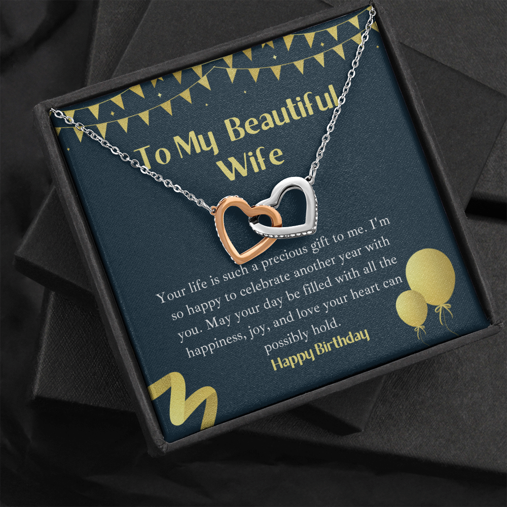 Wife birthday necklace interlocking hearts gift
