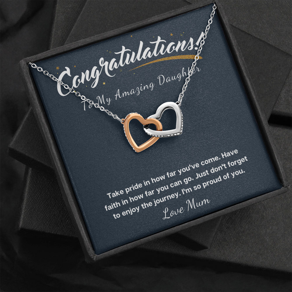 Daughter graduation heart necklace from Mum
