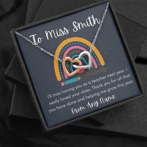 Personalized Teacher necklace end of year gift for teacher gift