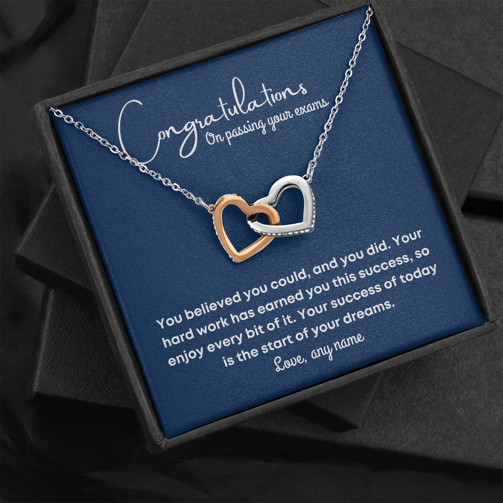 Personalized Passing Exam heart necklace for daughter