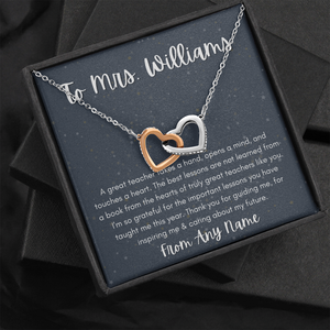 Personalized end of year gift for teacher heart necklace