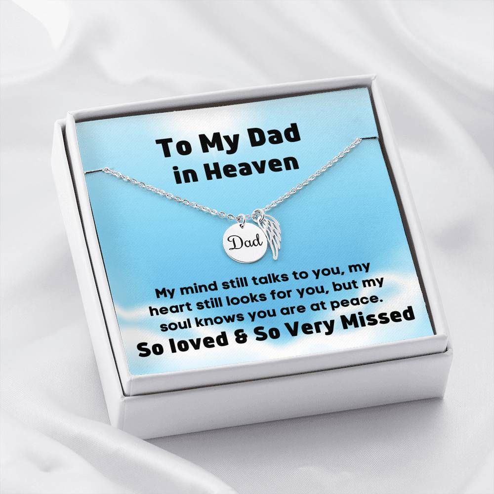 Remembrance Sympathy Grief bereavement gift necklace Dad wing necklace
