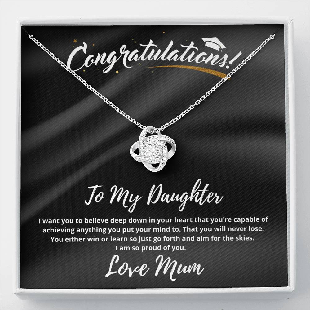 Graduation Necklace gift for Daughter Love Knot necklace