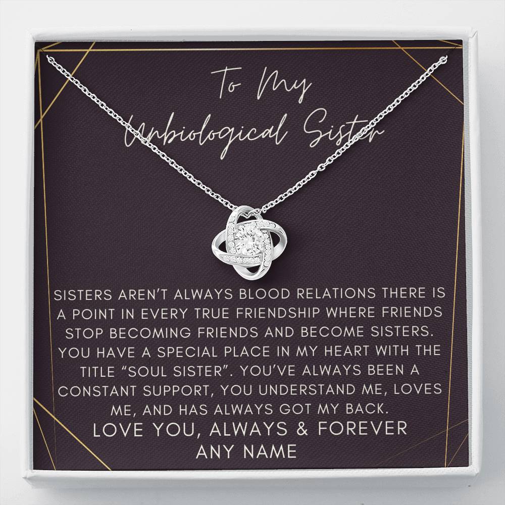 Personalised Unbiological Sister Love Knot Necklace