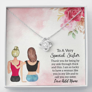 Personalised To a Very Special Sister Love Knot Necklace