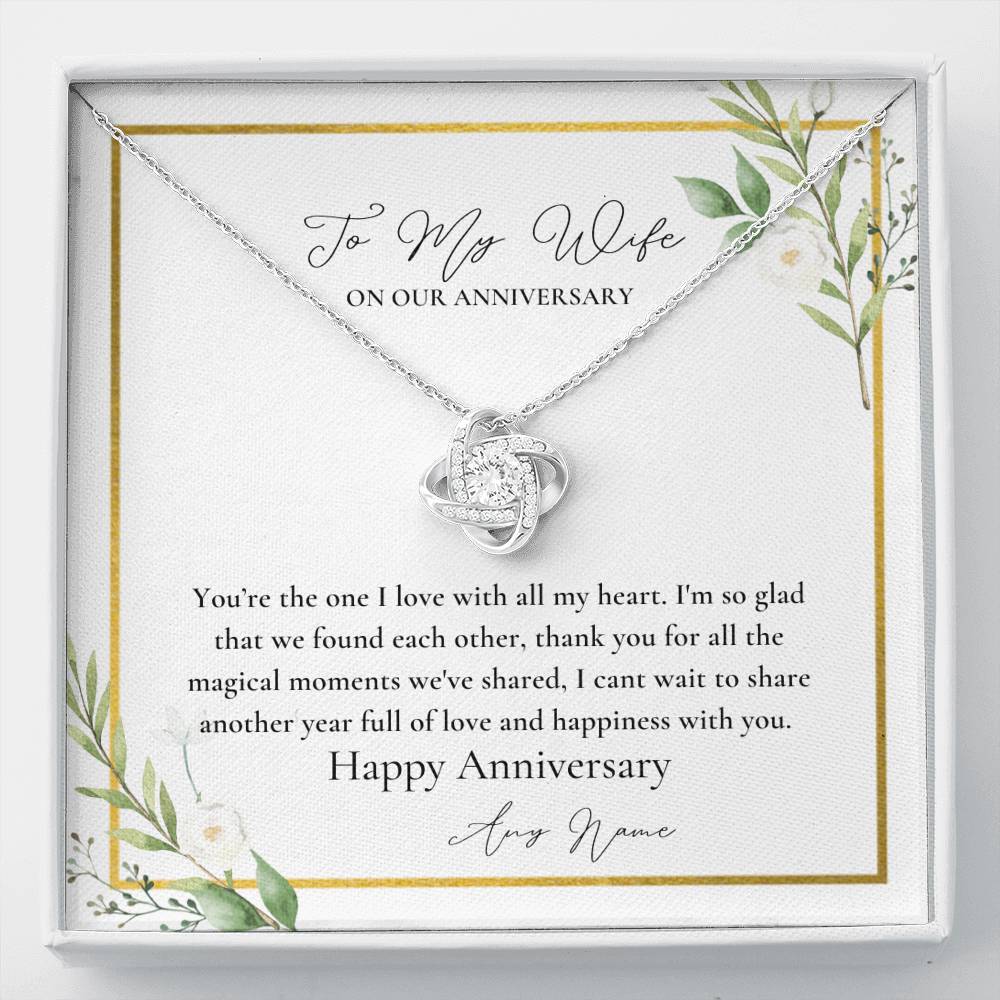 Personalized Love Knot necklace for wife anniversary