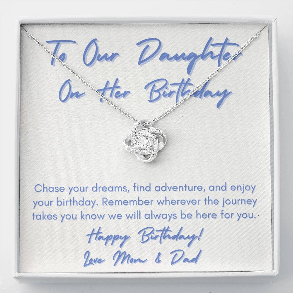 To Our Daughter Love Knot Necklace from Mom and Dad Gift