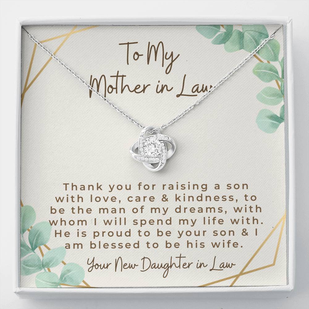 Love Knot Necklace Mother of the Groom Mother in Law necklace