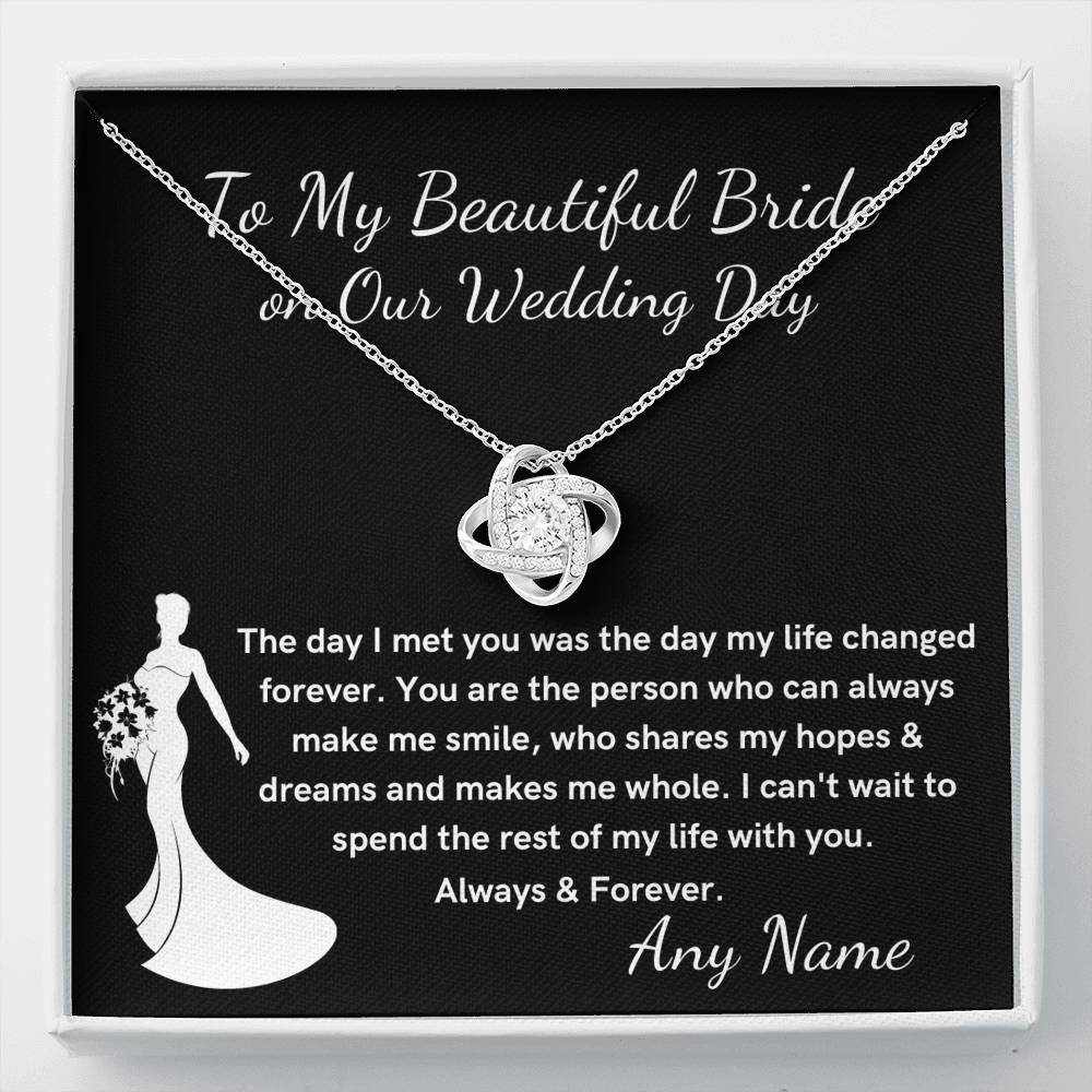 Love knot Personalized Necklace from Groom to the Bride on Wedding Day