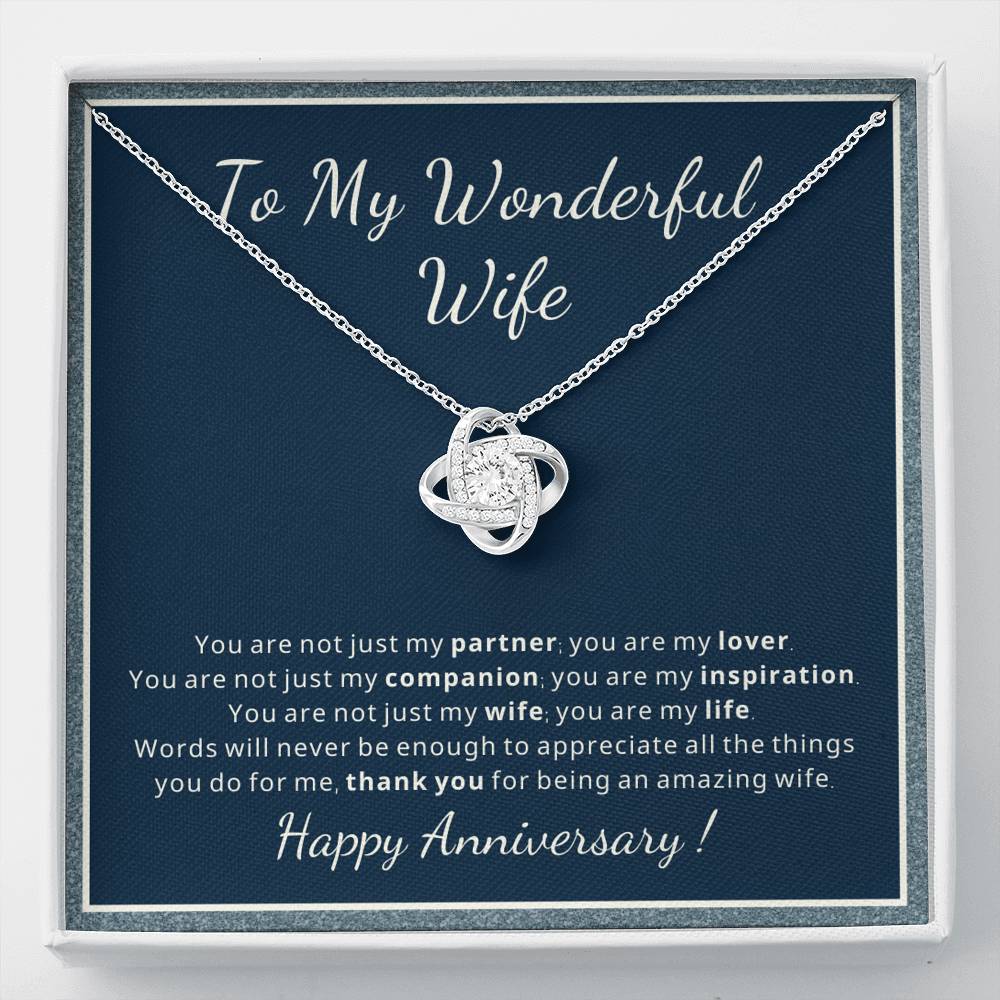 Love Knot Anniversary necklace for Wonderful Wife
