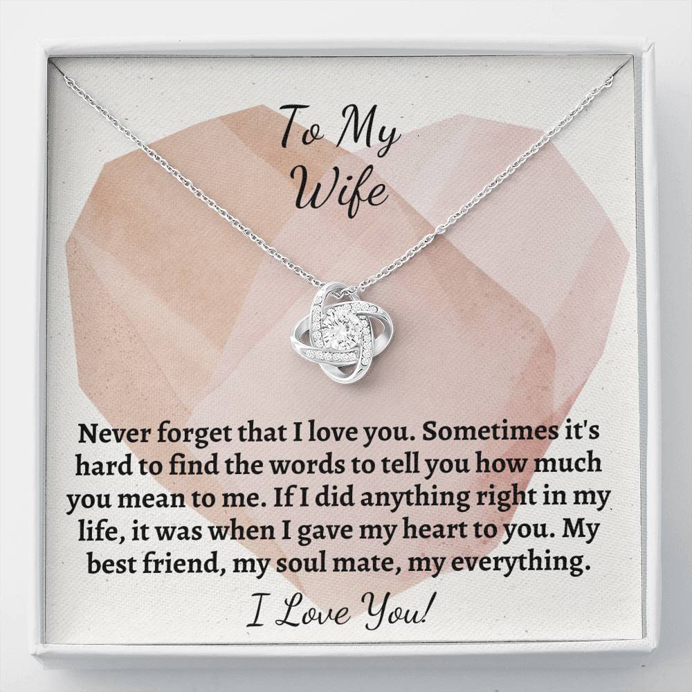 Love Knot necklace for wife on her birthday Christmas Valentines day anniversary gift