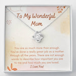 To My Wonderful Mom Love knot necklace gift
