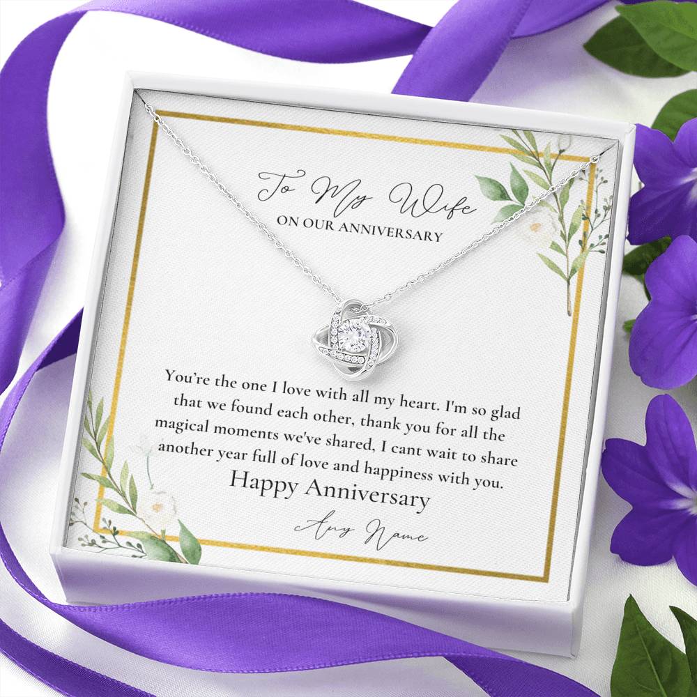 Personalized Love Knot necklace for wife anniversary