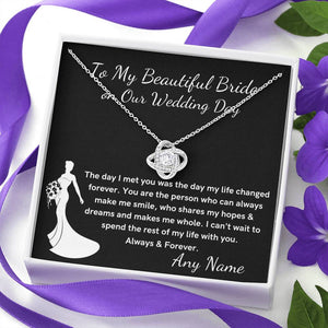 Love knot Personalized Necklace from Groom to the Bride on Wedding Day