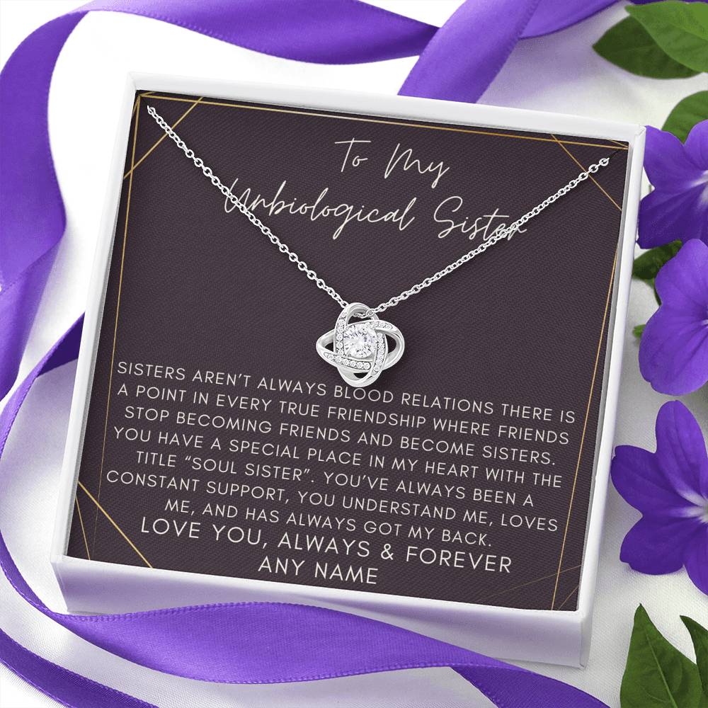 Personalised Unbiological Sister Love Knot Necklace