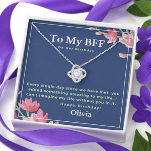 to My BFF on her birthday love knot necklace