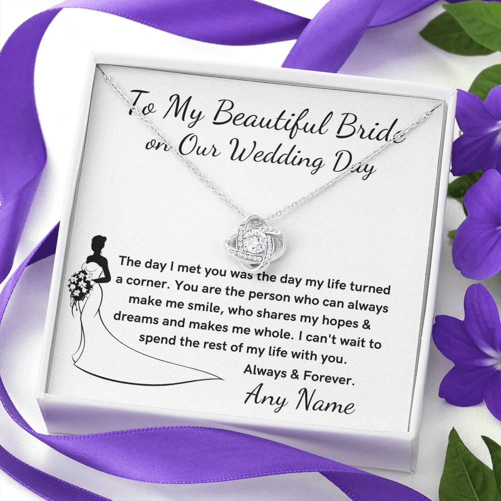 Personalized Groom to Bride Love Knot Necklace