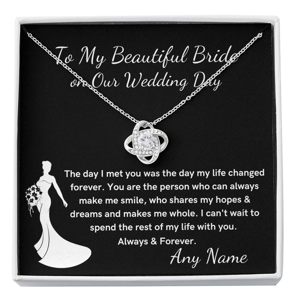 Love knot Personalized Necklace from Groom to the Bride on Wedding Day