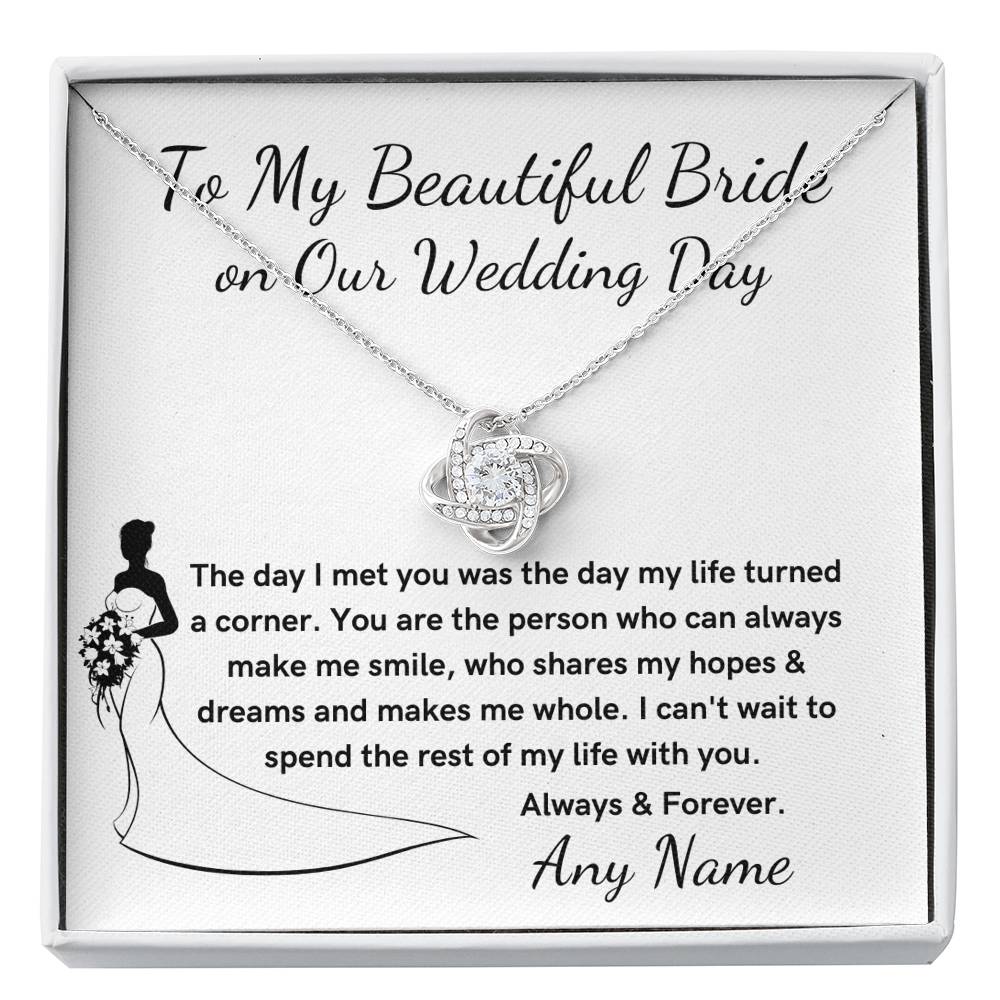 Personalized Groom to Bride Love Knot Necklace