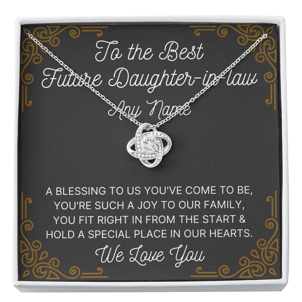 Personalized Future Daughter in law Love Knot Necklace