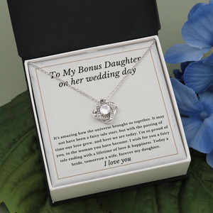Love knot bonus daughter wedding day necklace from mom dad