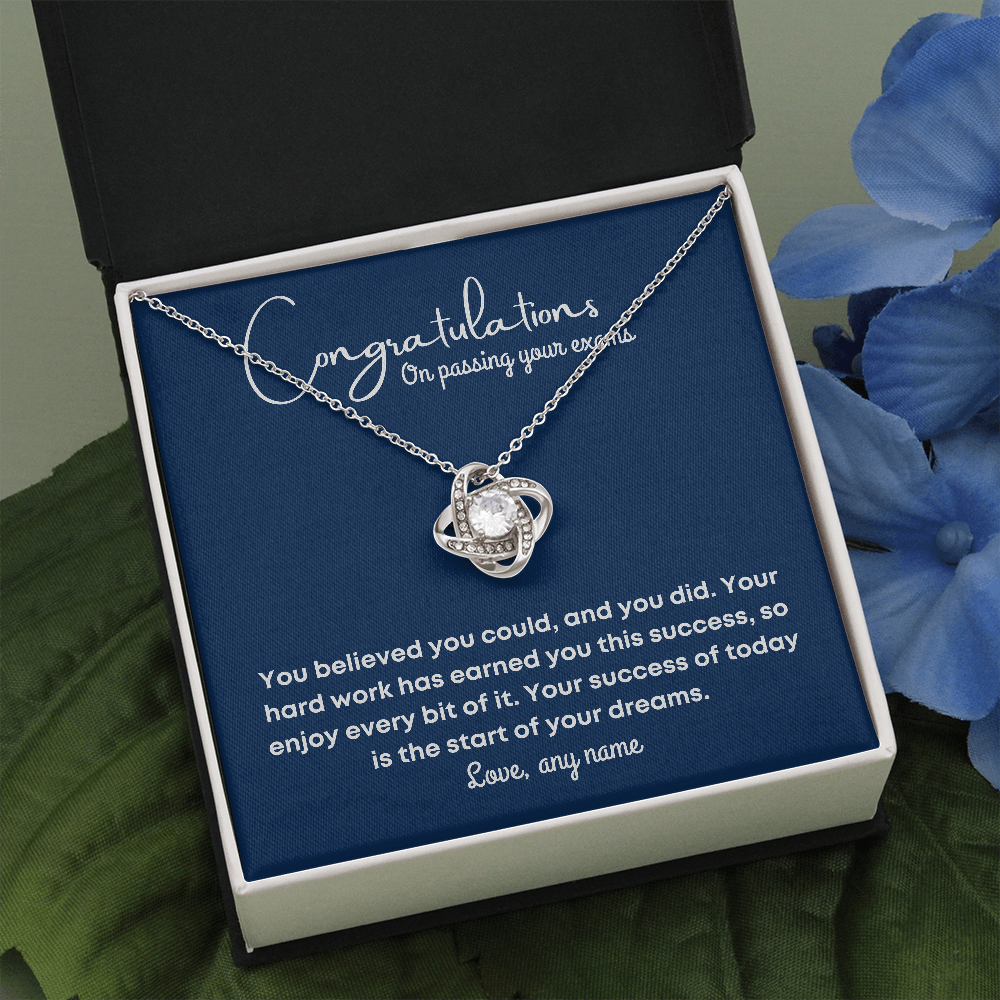 Passing exams love knot necklace gift for bbf