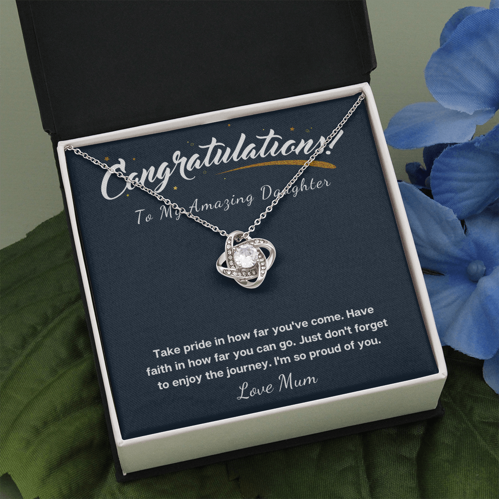 Daughter graduation love knot necklace gift